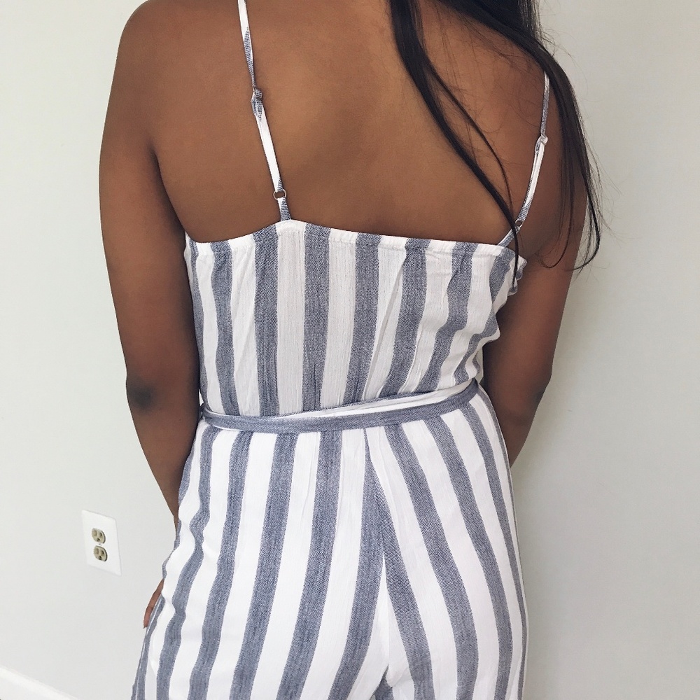 NWT Navy + White Striped Jumpsuit - Picture 5 of 6